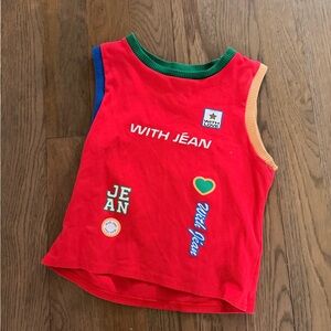 With Jean Red Graphic Tank Too